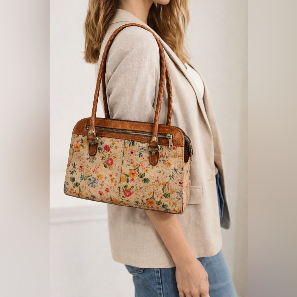 Patricia Nash Floral Tan Leather Handbag - vintage inspired beauty!